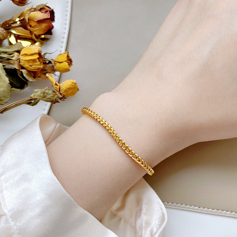 Wholesale Titanium steel golden wheat ear bracelet